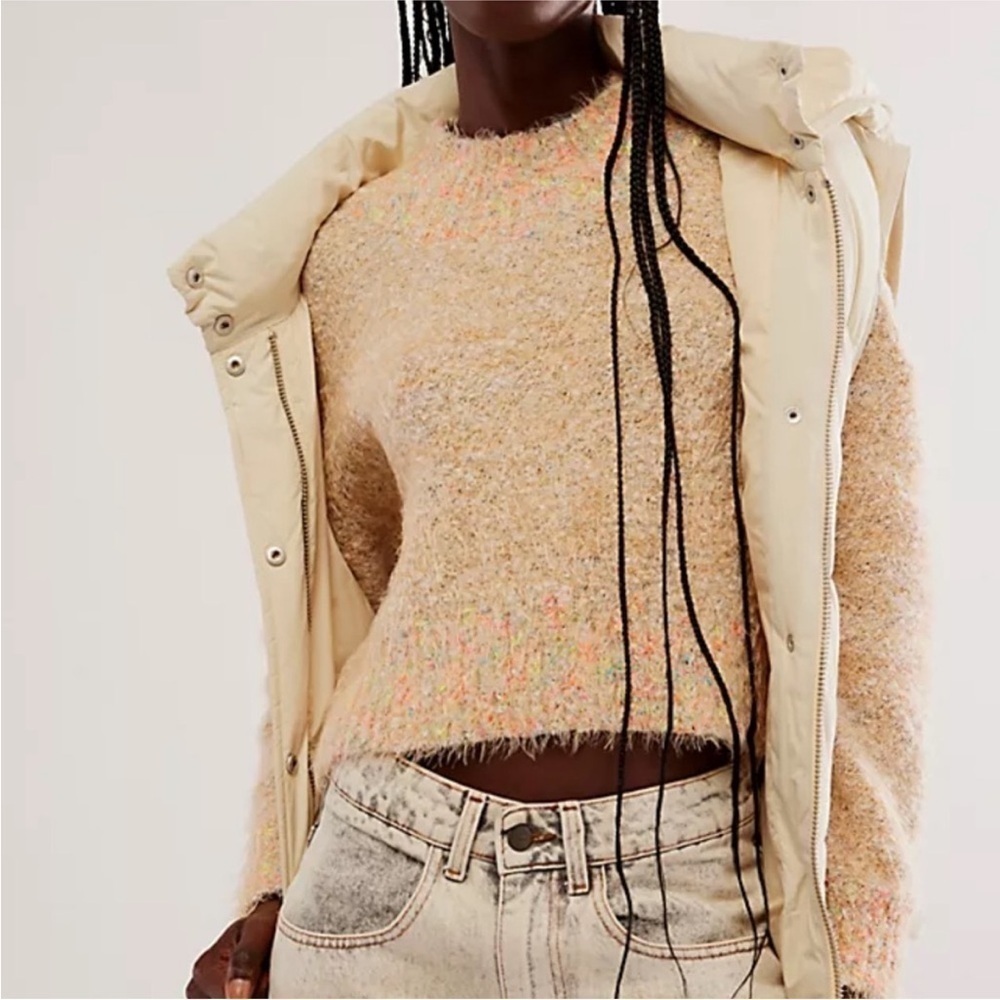 Free People Super Soft Conch Shell Combo confetti sweater in beige, Large